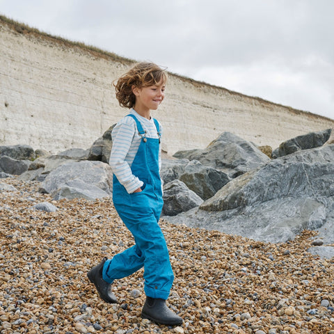 Nordic Blue Bear Print Dungarees