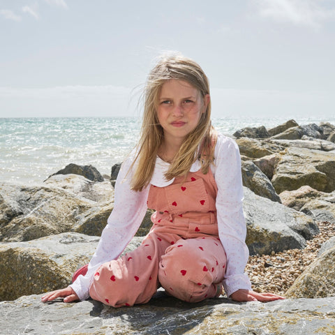 Heart Print Corduroy Dungarees