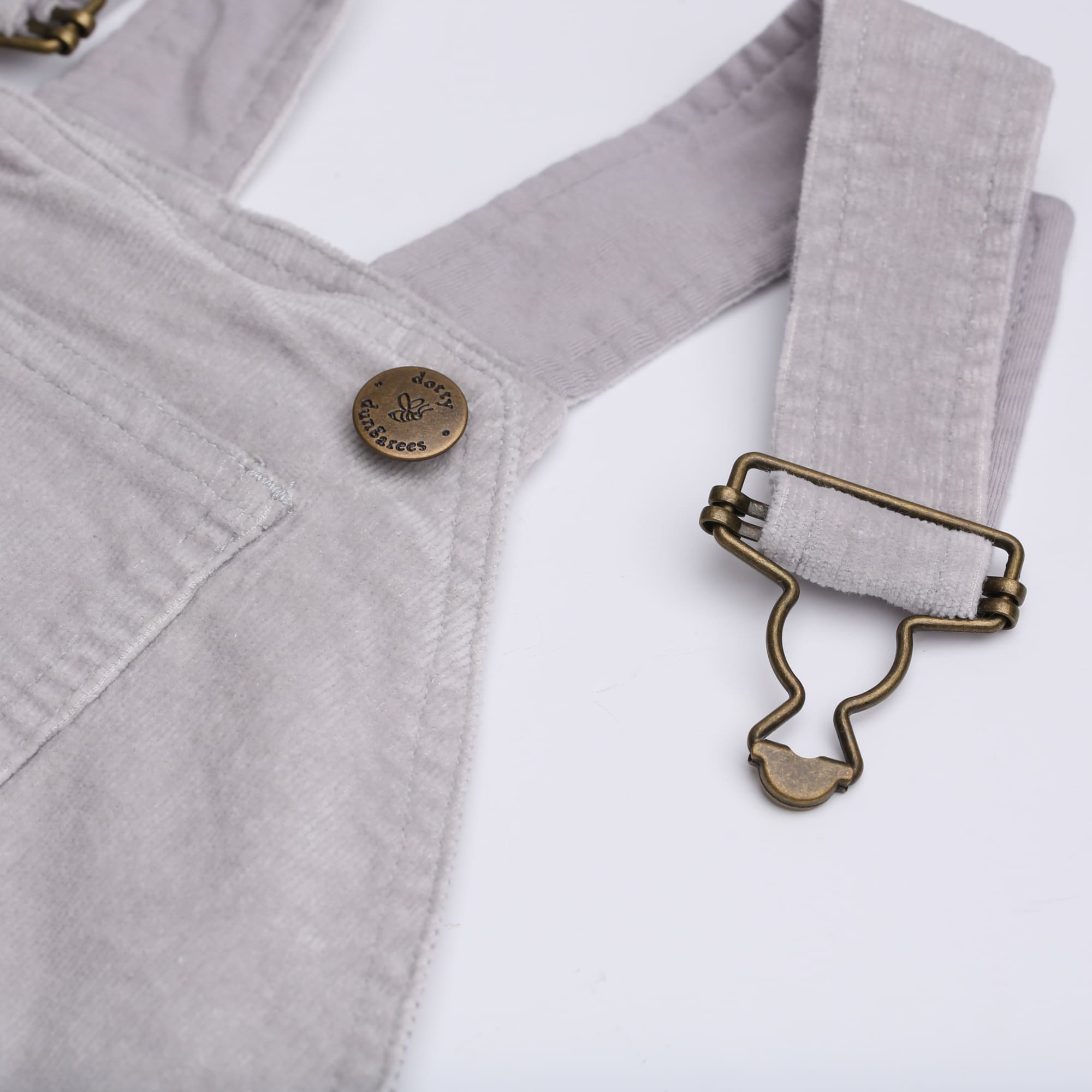 Light Grey Corduroy Dungarees for Kids - Dotty Dungarees
