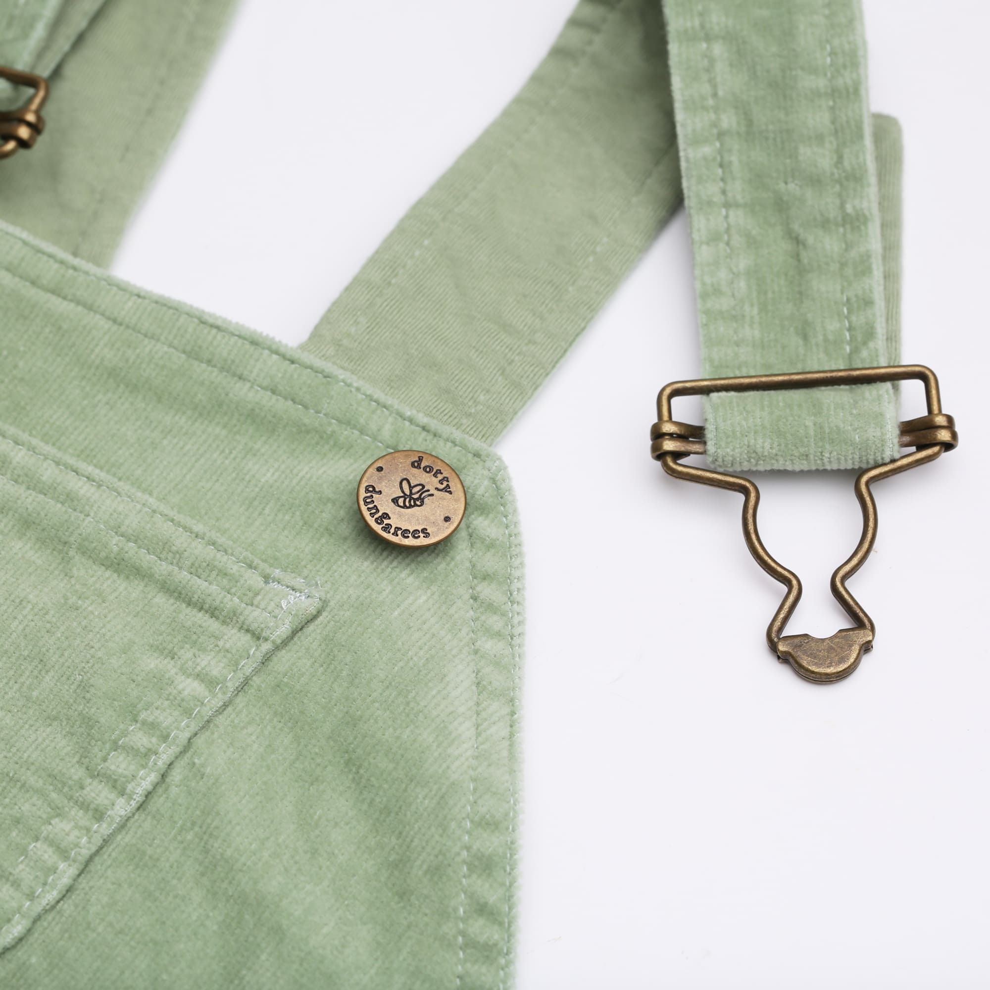 Green Corduroy Dungarees for Kids - Dotty Dungarees