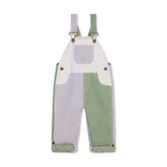 Green, cream, and grey corduroy dungarees for kids - Dotty Dungarees