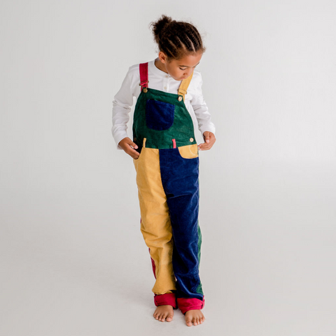 Primary Patchwork Cord Dungarees