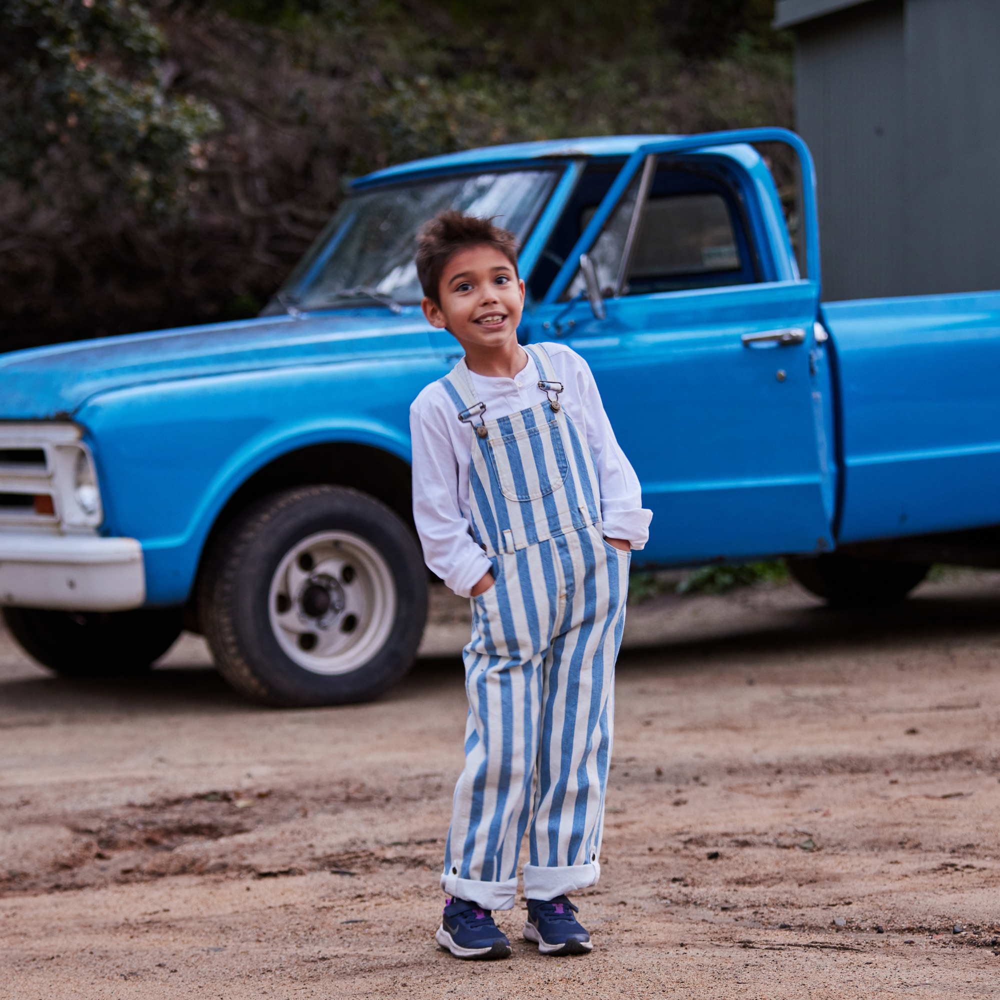Classic Wide Stripe Dungarees - Blue