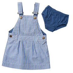 Dotty Dungarees - Blue Seersucker Dress