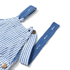Dotty Dungarees - Blue Seersucker Dress