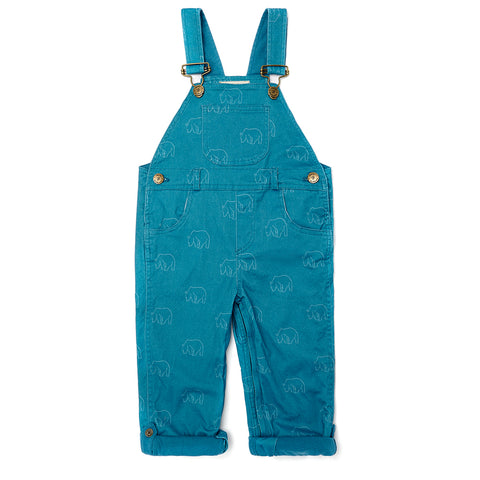Nordic Blue Bear Print Dungarees