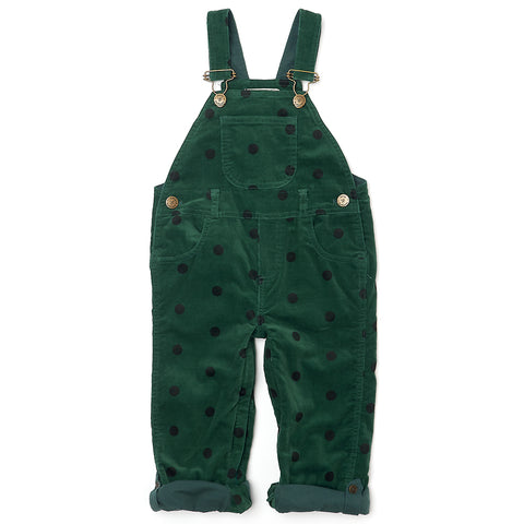 Green Corduroy Dungarees - Black Spot