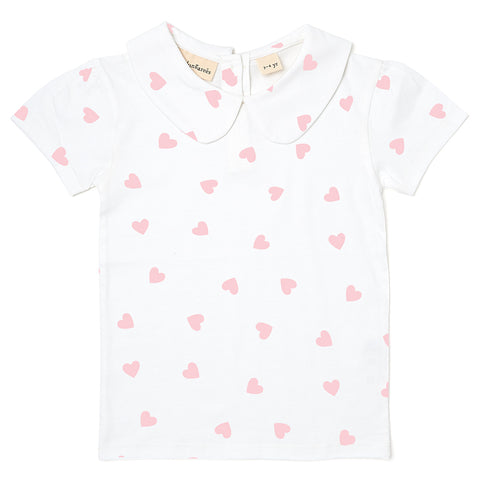 Peter Pan Short Sleeved T-Shirt - Pink Hearts