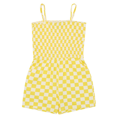 Let's Play Jersey Checkerboard Jumpsuit - Yellow