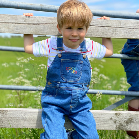 Stonewash Denim GOOD VIBES Dungarees