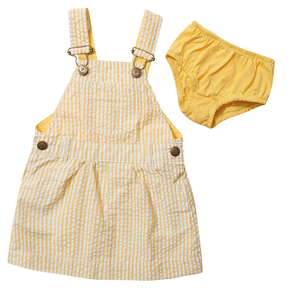 Dotty Dungarees - Yellow Seersucker Dress
