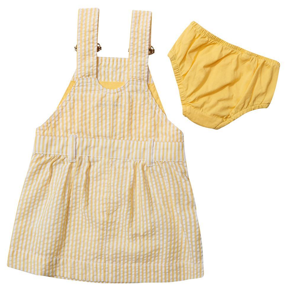 Dotty Dungarees - Yellow Seersucker Dress