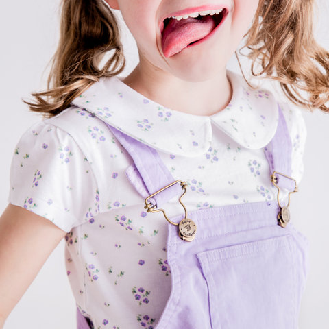 Peter Pan Short Sleeved T-Shirt - Purple Flower