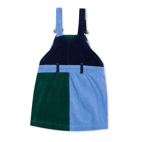 Green and Blue Dungaree Dress for Girls - Dotty Dungarees