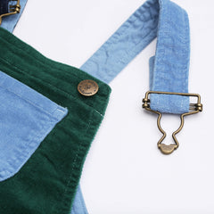 Green and Blue Dungaree Dress for Girls - Dotty Dungarees
