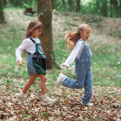 Green and Blue Dungaree Dress for Girls - Dotty Dungarees