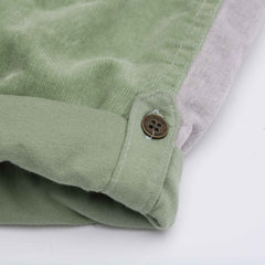 Green, cream, and grey corduroy dungarees for kids - Dotty Dungarees