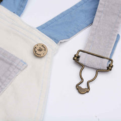 Blue, cream, and grey corduroy dungarees for kids - Dotty Dungarees
