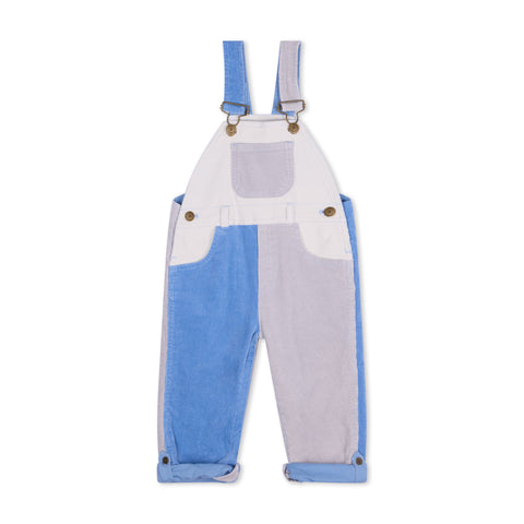 Blue, cream, and grey corduroy dungarees for kids - Dotty Dungarees