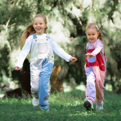 Blue, cream, and grey corduroy dungarees for kids - Dotty Dungarees