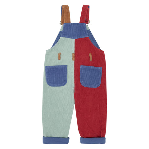 Patchwork Chunky Cord Dungarees - Muted Mint