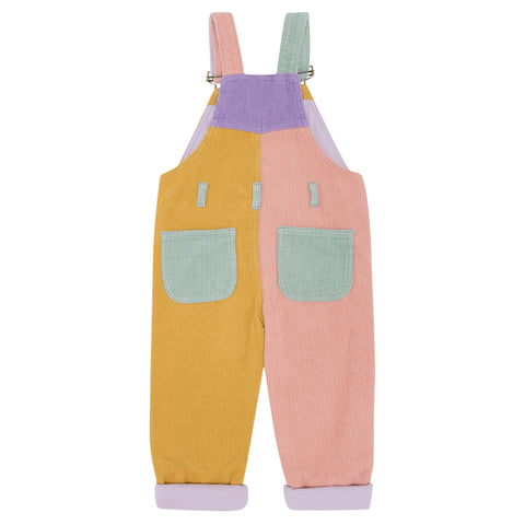 Patchwork Chunky Cord Dungarees - Pastel