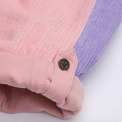 Pink, purple, and red chunky cord dungarees for girls - Dotty Dungarees
