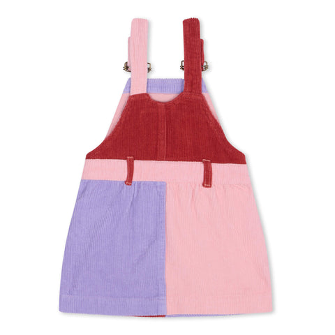Pink, red, and purple Chunky Cord Dungaree Dress for girls - Dotty Dungarees