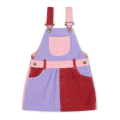 Pink, red, and purple Chunky Cord Dungaree Dress for girls - Dotty Dungarees