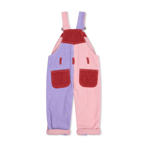 Pink, purple, and red chunky cord dungarees for girls - Dotty Dungarees