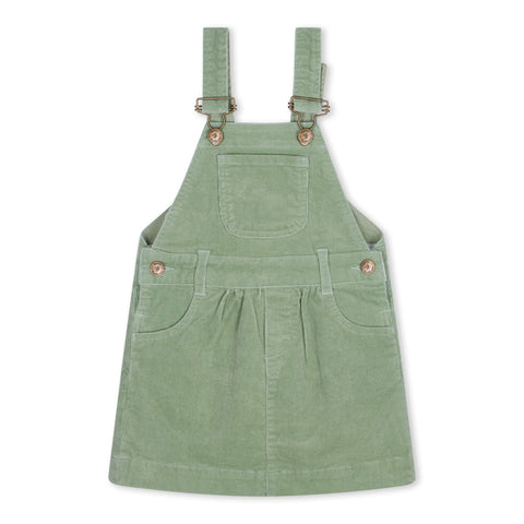 Green Dungaree Dress for Girls - Dotty Dungarees