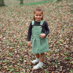 Green Dungaree Dress for Girls - Dotty Dungarees