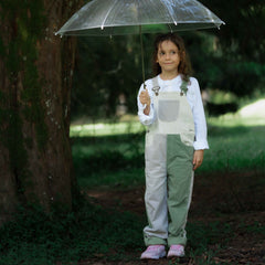 Green, cream, and grey corduroy dungarees for kids - Dotty Dungarees