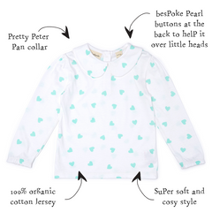 Peter Pan Collar - Mint Hearts