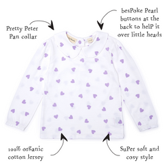 Peter Pan Collar - Lilac Hearts