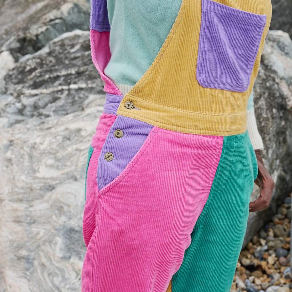 Adult Bright Patchwork Corduroy Dungarees