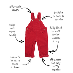 Red Corduroy Dungarees