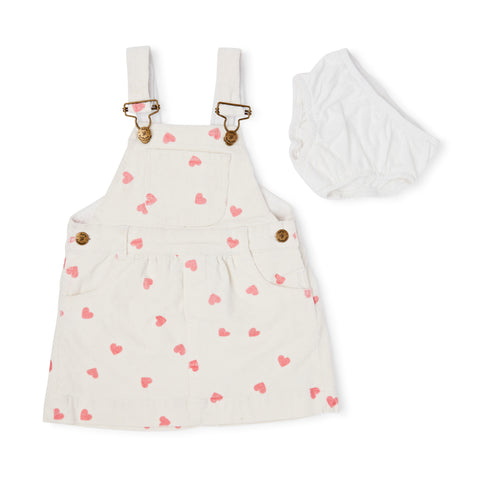 Cream Pink Heart Print Dress
