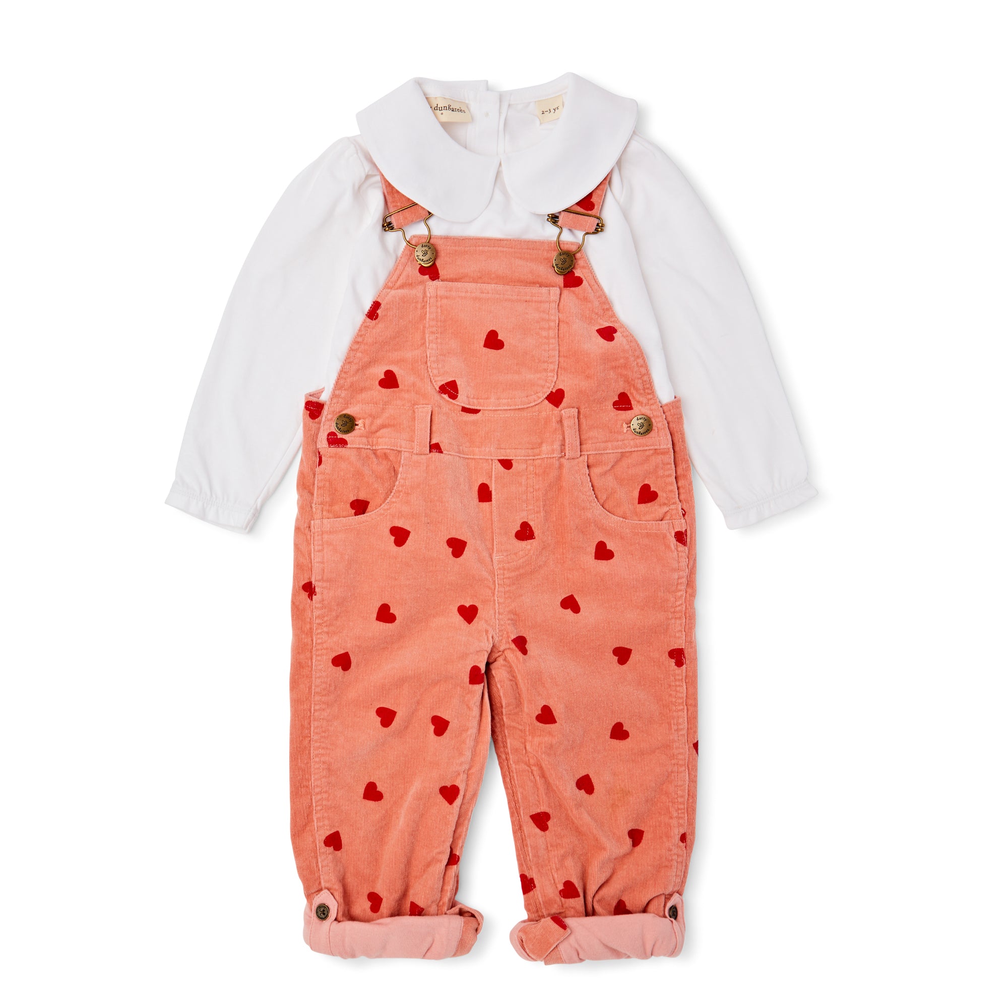 Heart Print Corduroy Dungarees – Dotty Dungarees - Main Image