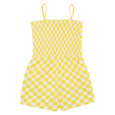 Let's Play Jersey Checkerboard Jumpsuit - Yellow