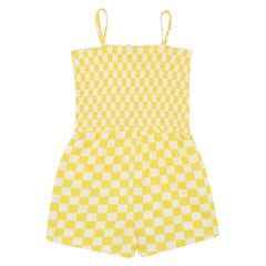 Let's Play Jersey Checkerboard Jumpsuit - Yellow
