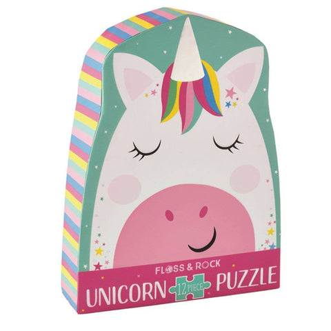 Rainbow Unicorn 12pc Shaped Jigsaw with Shaped Box