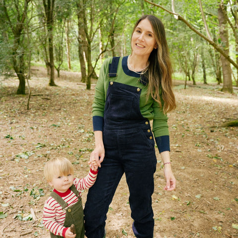 Adult Navy Chunky Cord Dungarees - Dotty Dungarees Ltd